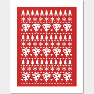 Pepperoni Pizza Ugly Christmas Jumper Pattern Posters and Art